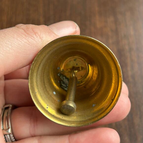 2 Vintage Brass Dinner Bells one w/ long Handle - Picture 5 of 7